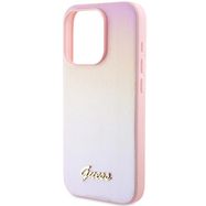 Guess Saffiano Iridescent Script case for iPhone 14 Pro Max - pink, Guess