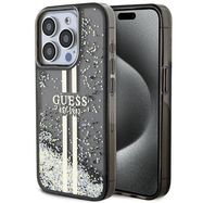 Guess Liquid Glitter Gold Stripes case for iPhone 15 Pro - black, Guess