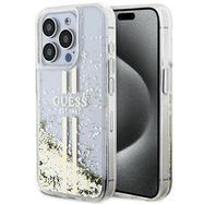 Guess Liquid Glitter Gold Stripes case for iPhone 15 Pro - transparent, Guess