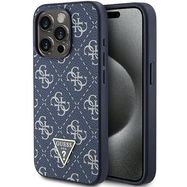 Guess 4G Triangle Metal Logo case for iPhone 15 Pro - blue, Guess