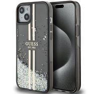 Guess Liquid Glitter Gold Stripes case for iPhone 15 / 14 / 13 - black, Guess