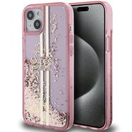 Guess Liquid Glitter Gold Stripes case for iPhone 15 / 14 / 13 - pink, Guess