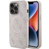 Guess 4G Collection Leather Metal Logo MagSafe Case for iPhone 13 Pro / iPhone 13 - Pink, Guess