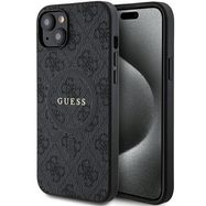 Guess 4G Collection Leather Metal Logo MagSafe Case for iPhone 15/14/13 - Black, Guess