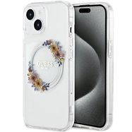 Guess IML Flowers Wreatch MagSafe Case for iPhone 15 / 14 / 13 - Transparent, Guess