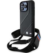 BMW M Edition Carbon Stripe &amp; Strap case for iPhone 15 Pro Max - black, BMW