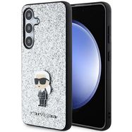 Karl Lagerfeld Fixed Glitter Ikonik Logo Metal Pin case for Samsung Galaxy S24+ - silver, Karl Lagerfeld