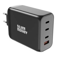 Silver Monkey SMA153 200W GaN charger 3xUSB-C PD USB-A QC 3.0 - black, Silver Monkey