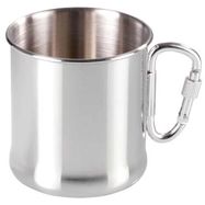 Stainless steel tourist mug with carabiner, 270 ml, Meva