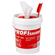 Cloths in a soaking bucket with a ProfiSauber WET SET 100 dispenser, Profi Sauber