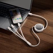 Baseus Free2Draw CB000084 retractable USB-C - Lightning / USB-C / micro USB cable 100W 1.1m - white, Baseus