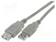 Cable; USB 2.0; USB A socket,USB A plug; nickel plated; 1.5m VCOM