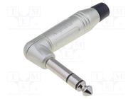 Connector: Jack 6,3mm; plug; male; stereo; ways: 3; angled 90°; grey 