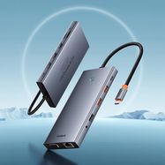 HUB Baseus PortalJoy Series 13in1 USB-C - 2x HDMI / DP / VGA / USB-A 3.1 / USB-C 3.1 / USB-A 2.0 / PD / RJ45 / SD / TF / AUX - gray, Baseus
