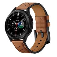 Tech-Protect Leather Strap for Samsung Galaxy Watch 4 / 5 / 5 Pro / 6 / 7 / FE - Brown, Tech-Protect