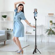 Tech-Protect L04S Bluetooth Selfie Stick with Tripod up to 95cm and 360 Head - Black, Tech-Protect