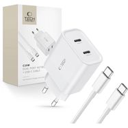 Tech-Protect C20W 2x USB-C PD 20W charger with USB-C / USB-C cable - white, Tech-Protect