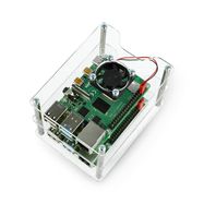 Case for two Raspberry Pi 4B/3B+/3B/2B - with two fans - transparent open V2