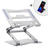 Laptop stand Wozinsky WRS-CPY75DSS aluminum + Free! smartphone stand - silver, Wozinsky