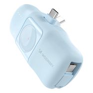 Wozinsky WF16-YCS 5000mAh 15W USB-C Mini Power Bank with Built-in USB-C Cable and Apple Watch Charger - Blue, Wozinsky