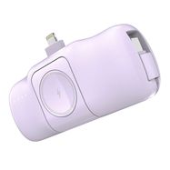 Wozinsky WF16-YLS 5000mAh 15W Lightning Mini Power Bank with Built-in USB-C Cable and Apple Watch Charger - Purple, Wozinsky