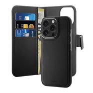 Puro Wallet Detachable MagSafe 2in1 PU Leather Case with Flap and Wallet for iPhone 16 Pro Max - Black, Puro