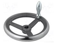 Knob; cast iron; Ømount.hole: 18mm; Øout: 200mm; with handle ELESA+GANTER