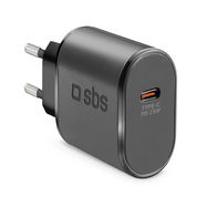 SBS TETR1CPD25 25W USB-C Wall Charger with Power Delivery - Black, SBS