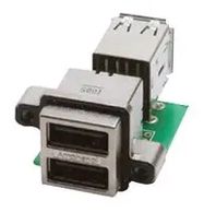 STACKED USB CONN, 2.0 TYPE A, R/A, 8POS
