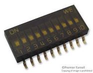 DIP SWITCH, 10POS, SPST, SLIDE, SMD