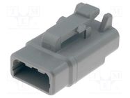 Connector: wire-wire; plug; female; DTM; for cable; PIN: 3; grey DEUTSCH