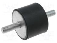 Vibration damper; M8; Ø: 40mm; rubber; L: 30mm; Thread len: 23mm 