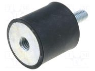 Vibration damper; M8; Ø: 30mm; rubber; L: 30mm; Thread len: 20mm 