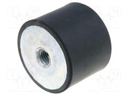 Vibration damper; M8; Ø: 40mm; rubber; L: 30mm; H: 8mm; 1535N; 205N/mm 