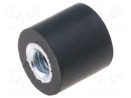 Vibration damper; M3; Ø: 8mm; rubber; L: 8mm; H: 3mm; 75N; 38N/mm 