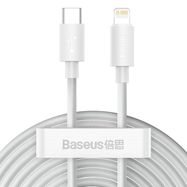 Baseus Simple Wisdom Data Cable Kit USB-C to Lightning PD 20W (2PCS/Set) 1.5m White, Baseus