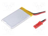 Re-battery: Li-Po; 3.7V; 270mAh; cables,JST SYR-02T socket CELLEVIA BATTERIES