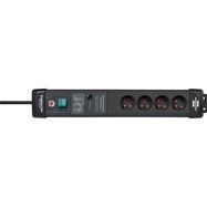 Premium-Line socket strip 4-way with overvoltage protection up to 60,000 A (3 m cable and with switch) TYPE E