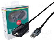 Repeater USB; USB 2.0; USB A socket,USB A plug; 10m; blister DIGITUS