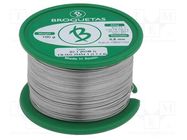 Tin; lead free; Sn99,3Cu0,7; 0.5mm; 0.1kg; reel; 220°C; Flux: SW26 BROQUETAS