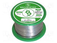 Tin; lead free; Sn99,3Cu0,7; 0.7mm; 0.1kg; reel; 220°C; Flux: SW26 BROQUETAS