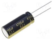 Capacitor: electrolytic; low ESR; THT; 4700uF; 6.3VDC; Ø12.5x30mm PANASONIC