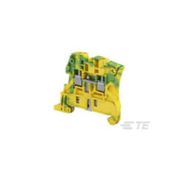 Terminal, screw terminal, green yellow, 5.2mm, 2 positions, DIN rail mounted ENTRELEC