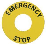 NAMEPLATE, E-STOP, ROUND, 60MM, YELLOW