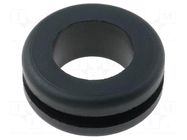 Grommet; Ømount.hole: 12mm; Øhole: 10mm; rubber; black FIX&FASTEN