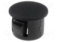 Stopper; polyamide; Wall thick: 1.6mm; H: 7.6mm; black; Dim: Ø9.5mm FIX&FASTEN