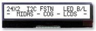 LCD, COG 24X2, I2C, FSTN BLK ON WHITE