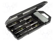 Kit: chisels; wood; Kit: chisel x4,sharpening stone x1; case C.K