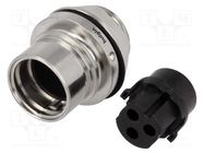 Connector: circular; socket; female; PIN: 3; w/o contacts; 16A; 277V BULGIN