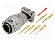 Connector: circular; plug; for cable; PIN: 6; male; crimped; PT/451 AMPHENOL